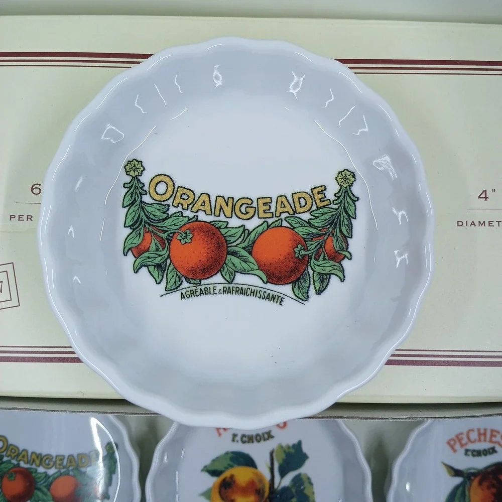 Williams-Sonoma Harvest Market Ramekins Set Of 6 White Fruit 4‎ In Italy Ceramic